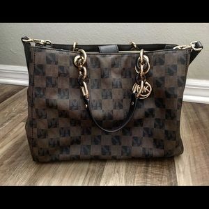 Michael Kors Brown Cynthia Checkerboard Handbag